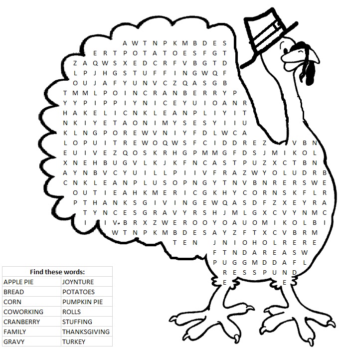 Thanksgiving Word Search Coworking Space New York City